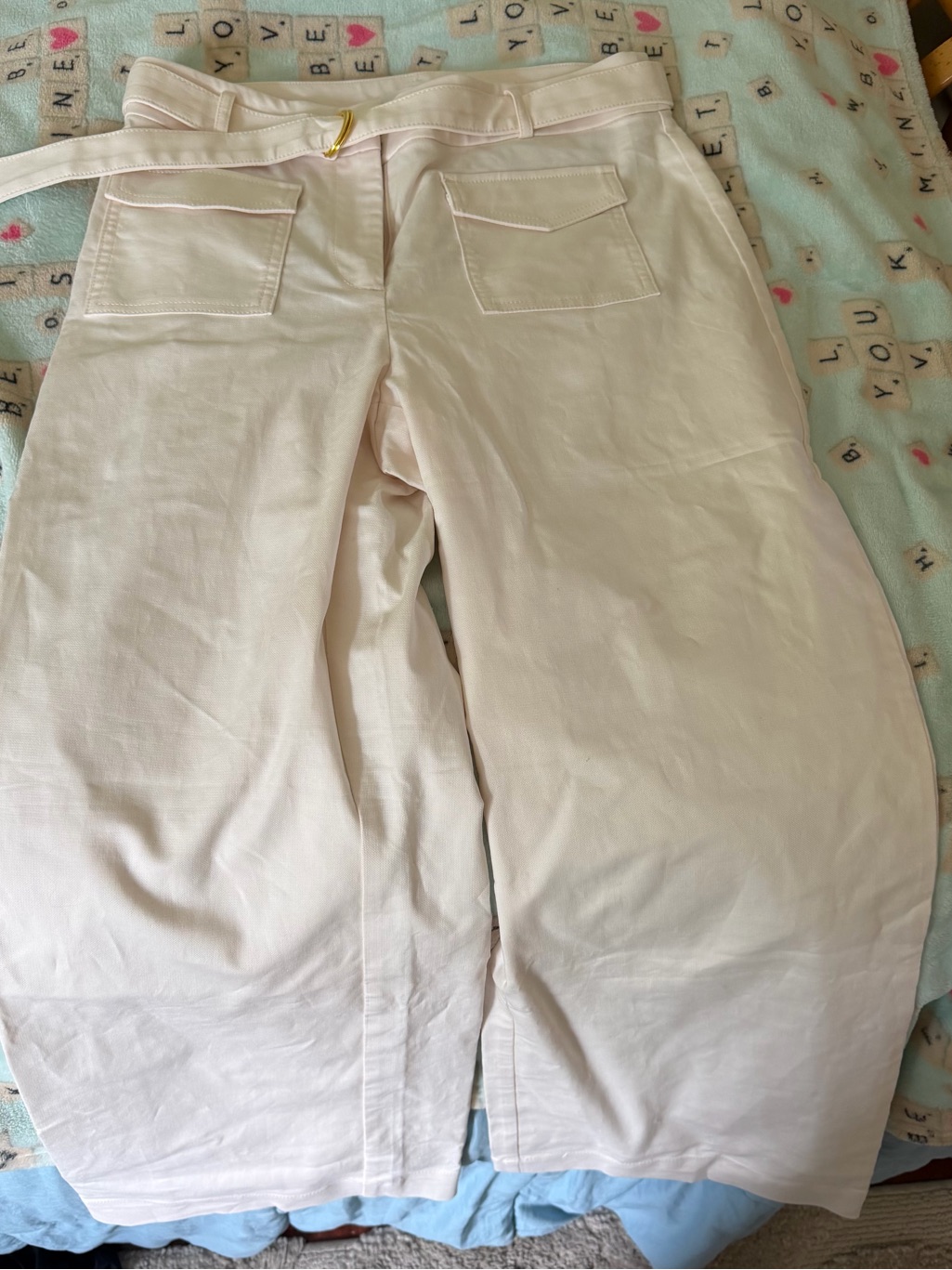 Loft Curvy Cream High-Rise Pants
